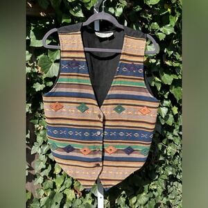 Vintage Jane Ashley Embroidered Tapestry Western Southwest Vest‎ Women’s cowboy